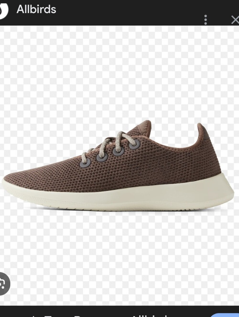 Allbirds Women's Tree Runner ReRun — Brown with Cream Sole Size 8